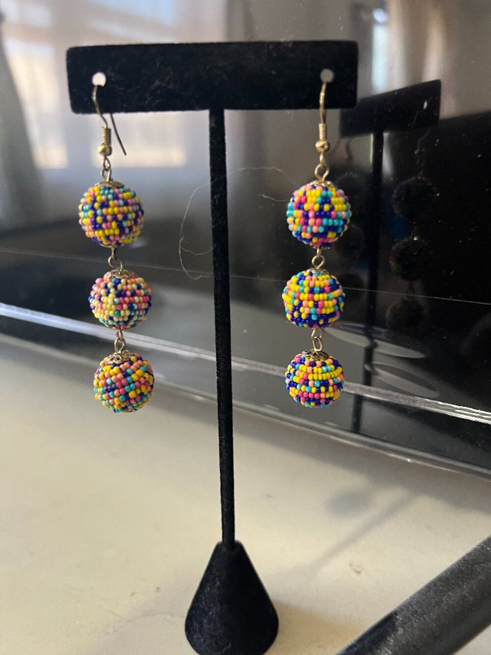 Beads disco balls earrings - new